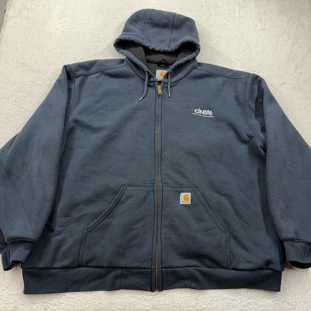 Carhartt Rain Defender Thermal Lined Full Zip Hoodie Navy Blue Mens 2XL 100632